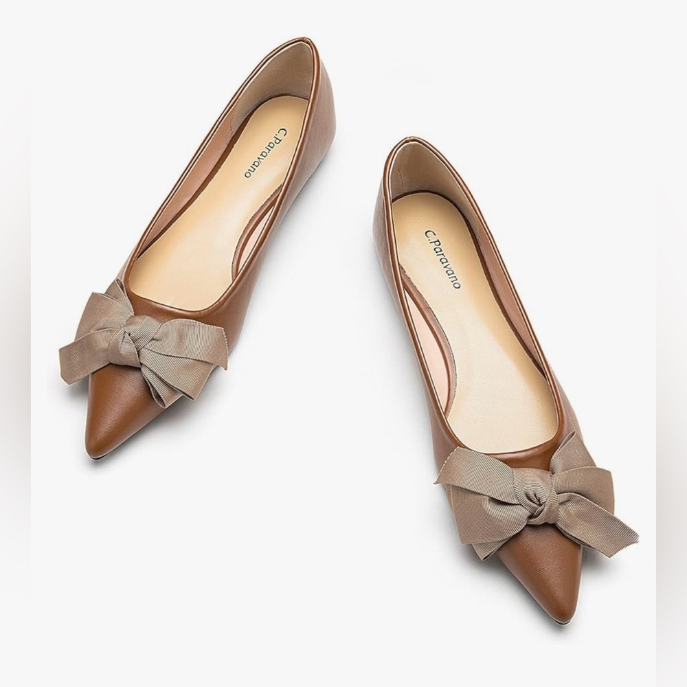 C.Paravano Pointy Bow Flats Flats Comfortable Stylish Slip-On Shoes